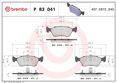 BREMBO P 83 041 Číslo výrobce: 21975. EAN: 8020584057766.