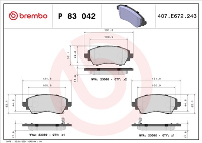BREMBO P 83 042 Číslo výrobce: 23088. EAN: 8020584057773.