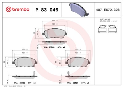 BREMBO P 83 046 Číslo výrobce: 23481. EAN: 8020584057810.