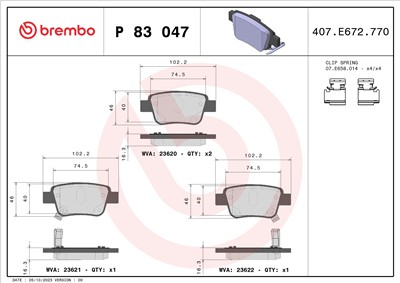 BREMBO P 83 047 Číslo výrobce: 23620. EAN: 8020584057827.