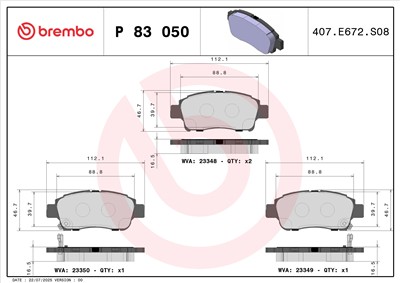 BREMBO P 83 050 Číslo výrobce: 23348. EAN: 8020584057858.