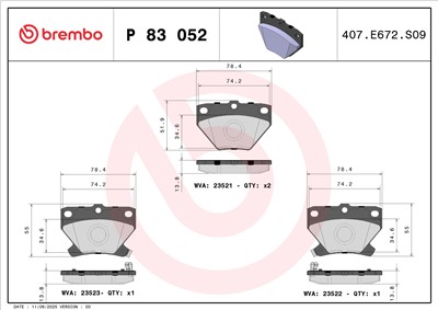 BREMBO P 83 052 Číslo výrobce: 23521. EAN: 8020584057872.