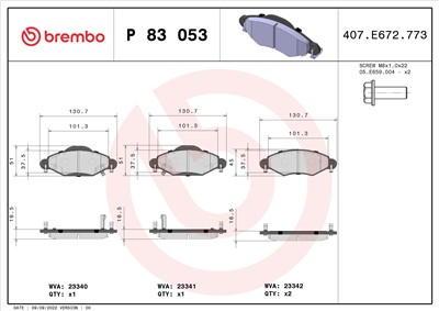 BREMBO P 83 053 Číslo výrobce: 23340. EAN: 8020584057889.