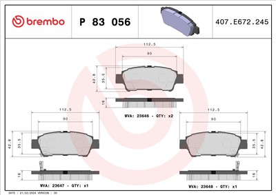 BREMBO P 83 056 Číslo výrobce: 23646. EAN: 8020584057919.