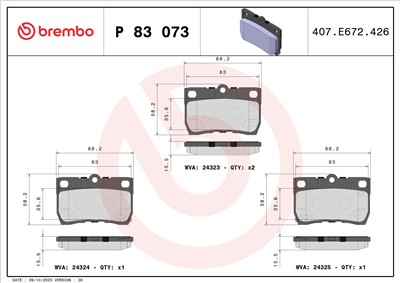 BREMBO P 83 073 Číslo výrobce: 24323. EAN: 8020584062111.