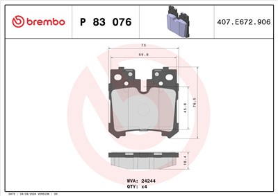 BREMBO P 83 076 Číslo výrobce: 24244. EAN: 8020584062142.