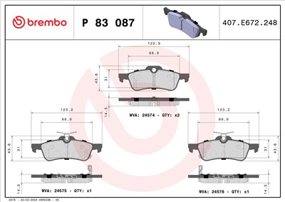 BREMBO P 83 087 Číslo výrobce: 24574. EAN: 8020584062258.