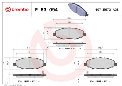 BREMBO P 83 094 Číslo výrobce: 24523. EAN: 8020584062326.