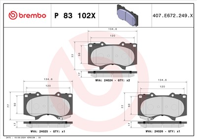 BREMBO P 83 102X Číslo výrobce: 24024. EAN: 8020584121900.
