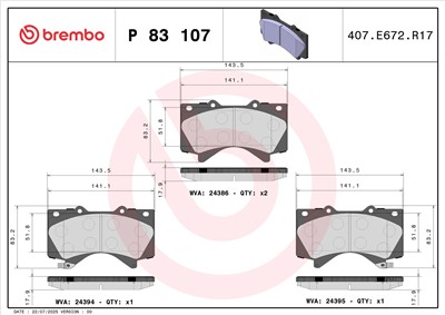BREMBO P 83 107 Číslo výrobce: 24386. EAN: 8020584090930.