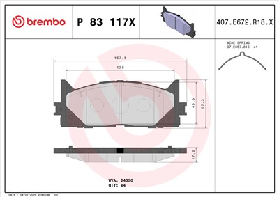 BREMBO P 83 117X Číslo výrobce: 24350. EAN: 8020584121931.