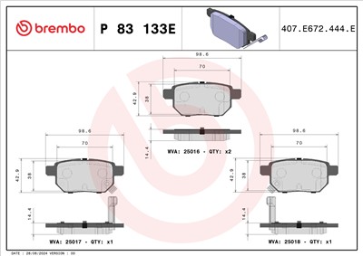 BREMBO P 83 133E Číslo výrobce: 25016. EAN: 8020584130049.