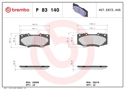 BREMBO P 83 140 Číslo výrobce: 25209. EAN: 8020584103869.
