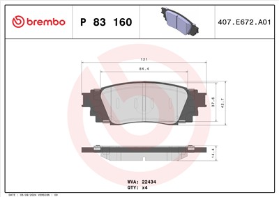 BREMBO P 83 160 Číslo výrobce: 22434. EAN: 8020584084366.