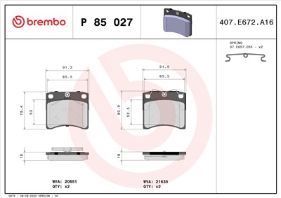 BREMBO P 85 027 Číslo výrobce: 21635. EAN: 8020584058305.