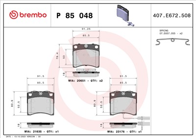 BREMBO P 85 048 Číslo výrobce: 20651. EAN: 8020584058510.