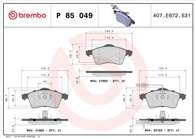 BREMBO P 85 049 Číslo výrobce: 21883. EAN: 8020584058527.