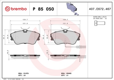 BREMBO P 85 050 Číslo výrobce: 21479. EAN: 8020584058534.