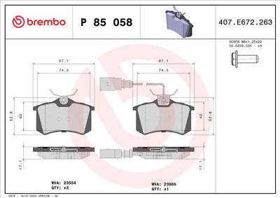 BREMBO P 85 058 Číslo výrobce: 20961. EAN: 8020584058619.