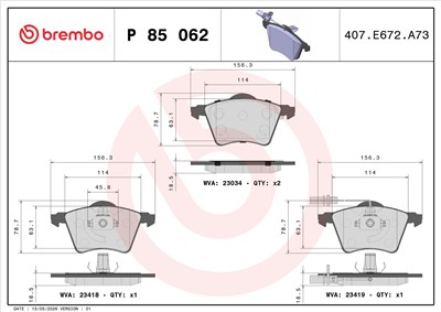 BREMBO P 85 062 Číslo výrobce: 23034. EAN: 8020584058657.