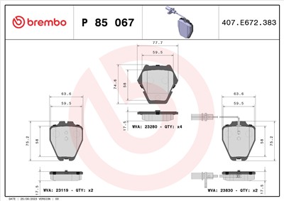 BREMBO P 85 067 Číslo výrobce: 23119. EAN: 8020584058701.