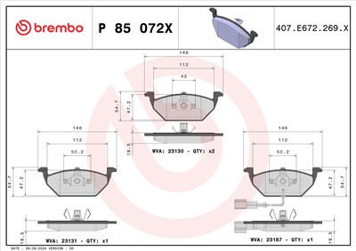 BREMBO P 85 072X Číslo výrobce: 23130. EAN: 8020584069271.