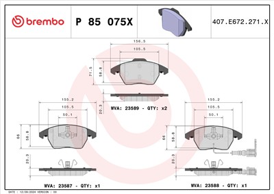 BREMBO P 85 075X Číslo výrobce: 23587. EAN: 8020584069295.