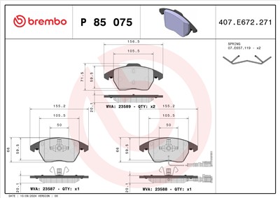 BREMBO P 85 075 Číslo výrobce: 23588. EAN: 8020584058787.