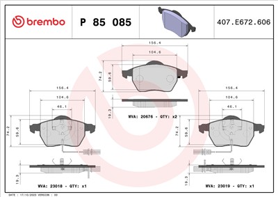 BREMBO P 85 085 Číslo výrobce: 23018. EAN: 8020584058886.