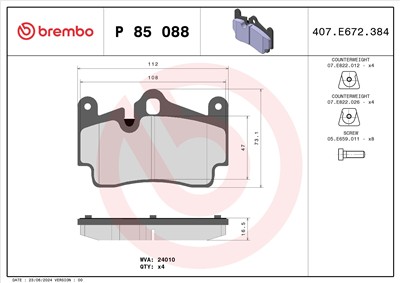 BREMBO P 85 088 Číslo výrobce: 24010. EAN: 8020584059746.
