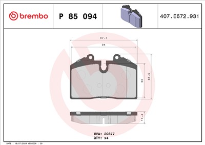 BREMBO P 85 094 Číslo výrobce: 20877. EAN: 8020584062432.