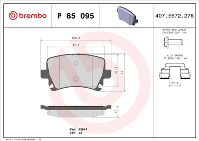 BREMBO P 85 095 Číslo výrobce: 23914. EAN: 8020584062449.