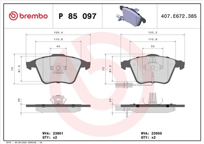 BREMBO P 85 097 Číslo výrobce: 23950. EAN: 8020584062463.