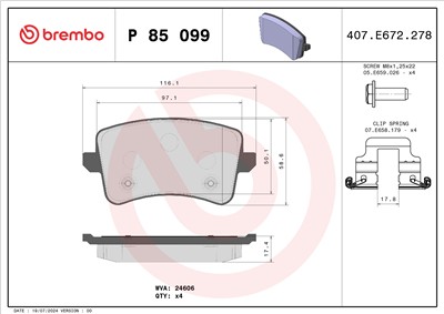 BREMBO P 85 099 Číslo výrobce: 24606. EAN: 8020584062487.