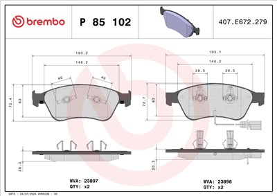 BREMBO P 85 102 Číslo výrobce: 23897. EAN: 8020584062517.