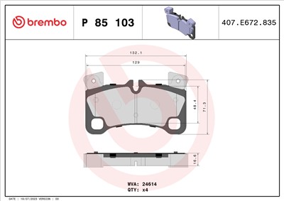 BREMBO P 85 103 Číslo výrobce: 24614. EAN: 8020584062524.