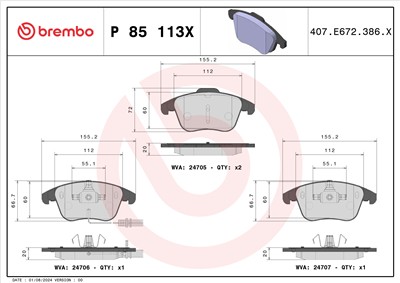 BREMBO P 85 113X Číslo výrobce: 24332. EAN: 8020584069370.