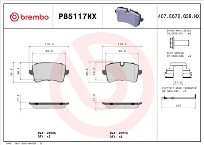 BREMBO P85117NX Číslo výrobce: 24606. EAN: 8020584130650.