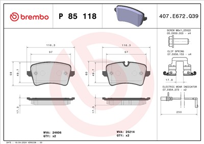 BREMBO P 85 118 Číslo výrobce: 24606. EAN: 8020584103913.