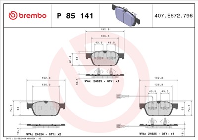 BREMBO P 85 141 Číslo výrobce: 24624. EAN: 8020584112717.