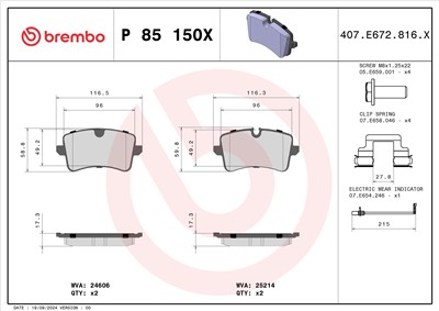 BREMBO P 85 150X Číslo výrobce: 24606. EAN: 8020584121993.
