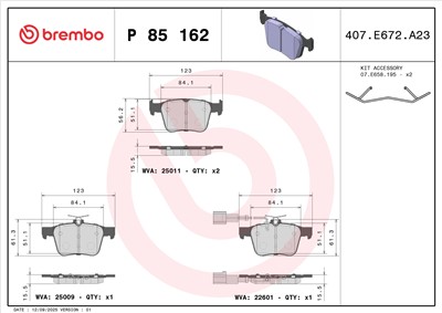 BREMBO P 85 162 Číslo výrobce: 22601. EAN: 8020584084816.