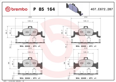 BREMBO P 85 164 Číslo výrobce: 22403. EAN: 8020584086964.