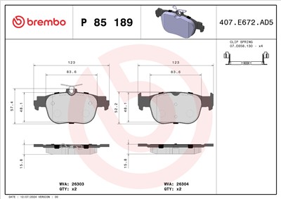 BREMBO P 85 189 EAN: 8020584120231.