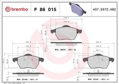 BREMBO P 86 015 Číslo výrobce: 20676. EAN: 8020584059036.