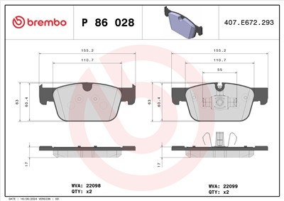 BREMBO P 86 028 Číslo výrobce: 22098. EAN: 8020584103685.