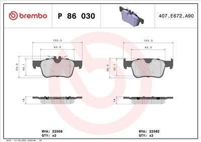 BREMBO P 86 030 Číslo výrobce: 22568. EAN: 8020584087152.