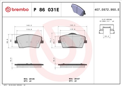 BREMBO P 86 031E Číslo výrobce: 26126. EAN: 8020584130193.
