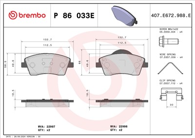 BREMBO P 86 033E Číslo výrobce: 22997. EAN: 8020584130216.
