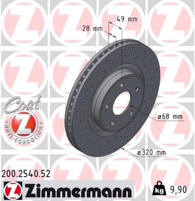 ZIMMERMANN 200.2540.52 EAN: 4250238786177.